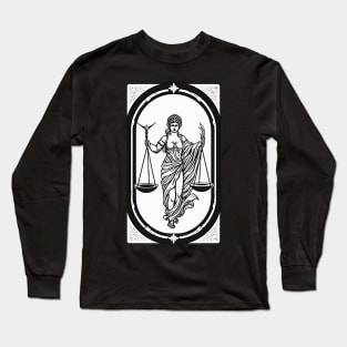 Themis Tarot Card Astrology Occult Mystical Long Sleeve T-Shirt